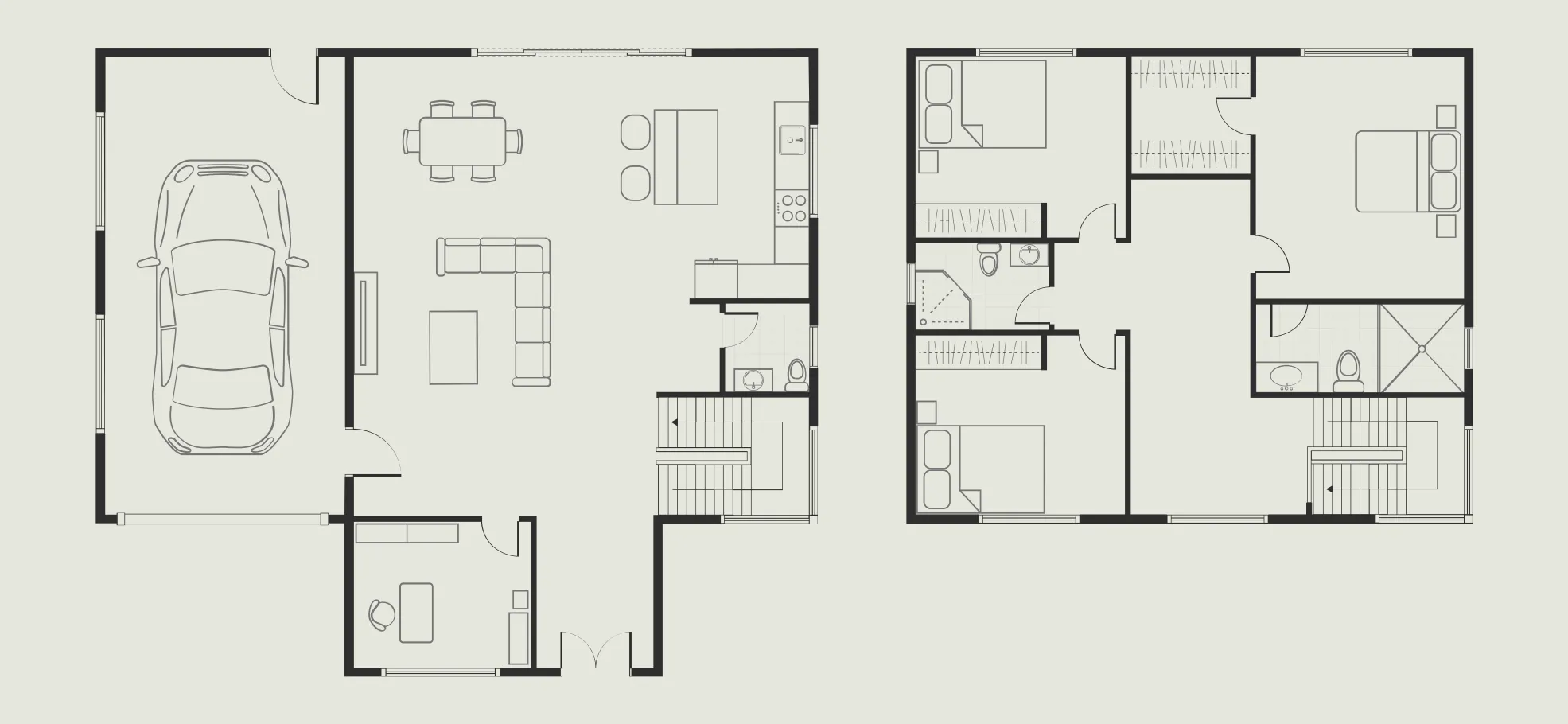 Ground and second floor plan diagrams, the kind of drawing we work from to map a home